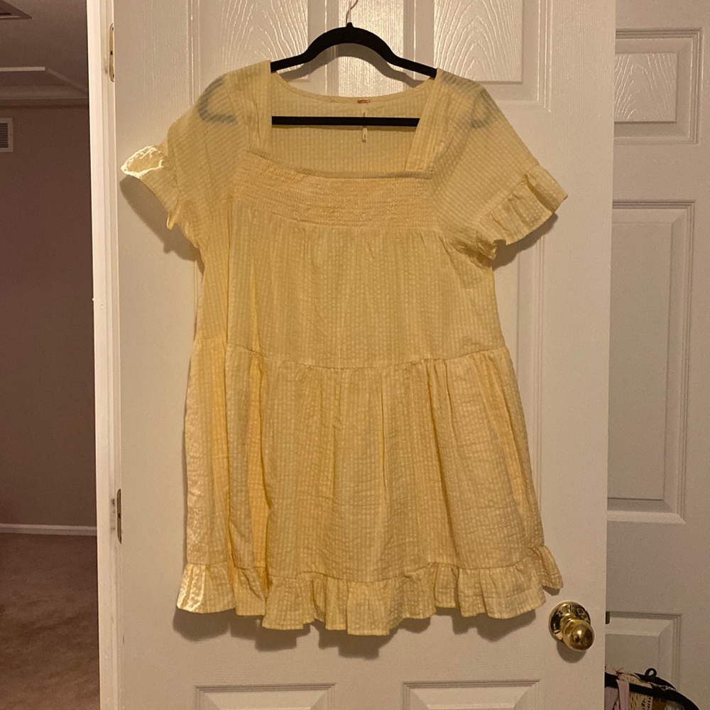 Free People Yellow and white Baby Doll Dress